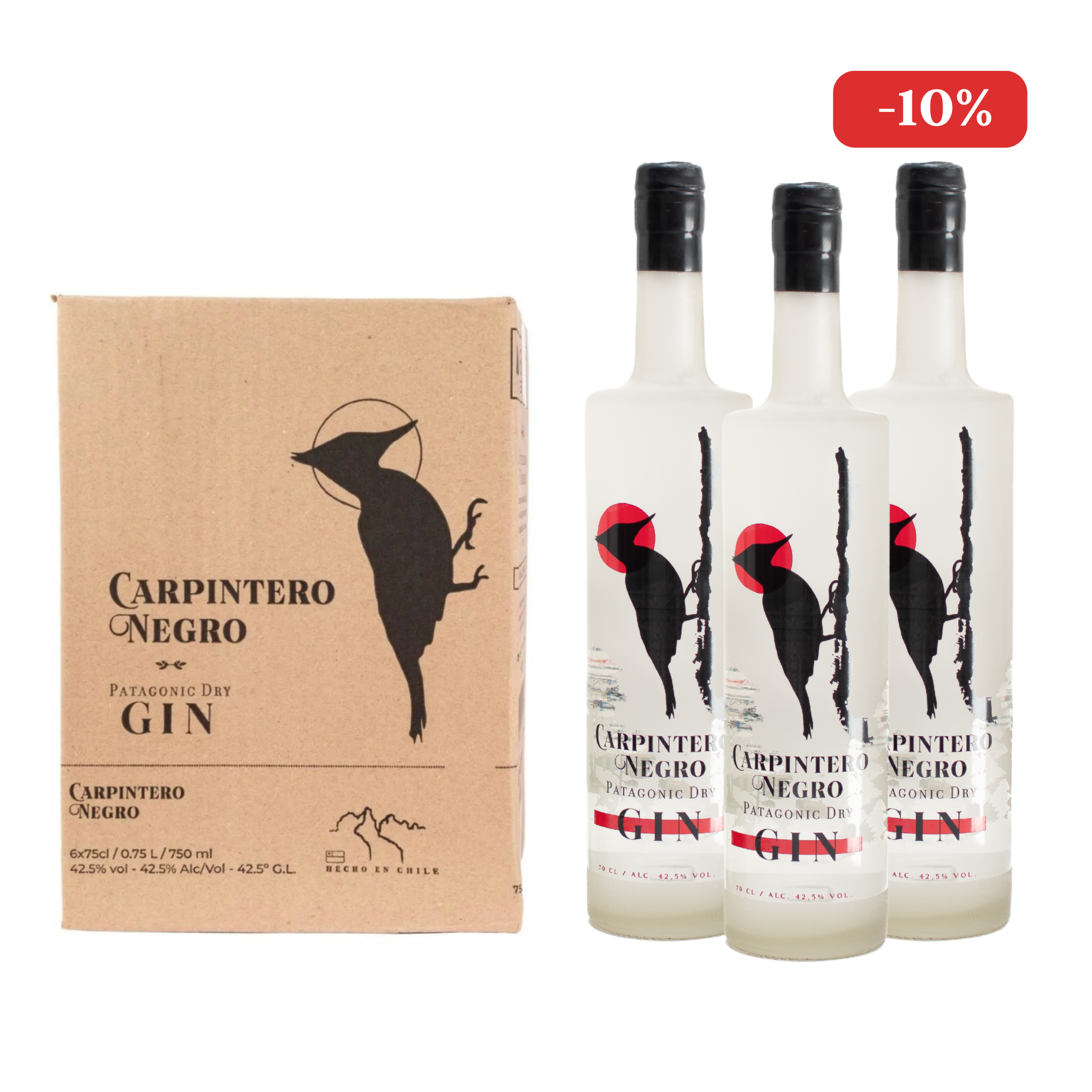3 Botellas Gin Carpintero Negro