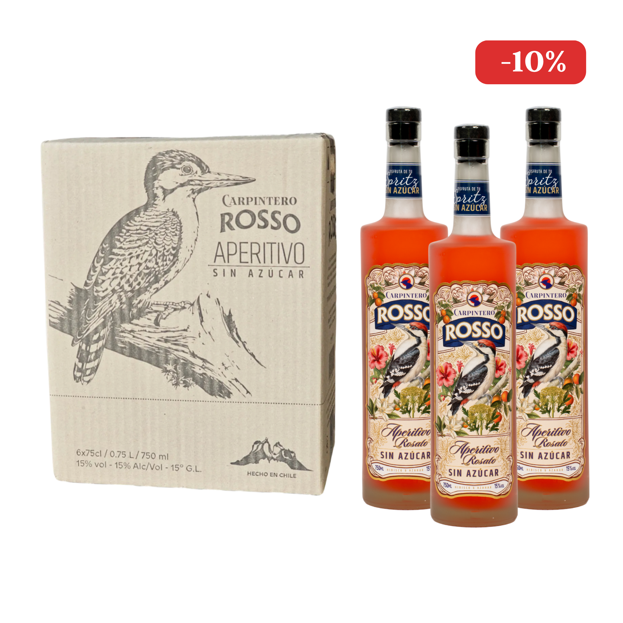 3 Botellas Aperitivo Carpintero Rosso