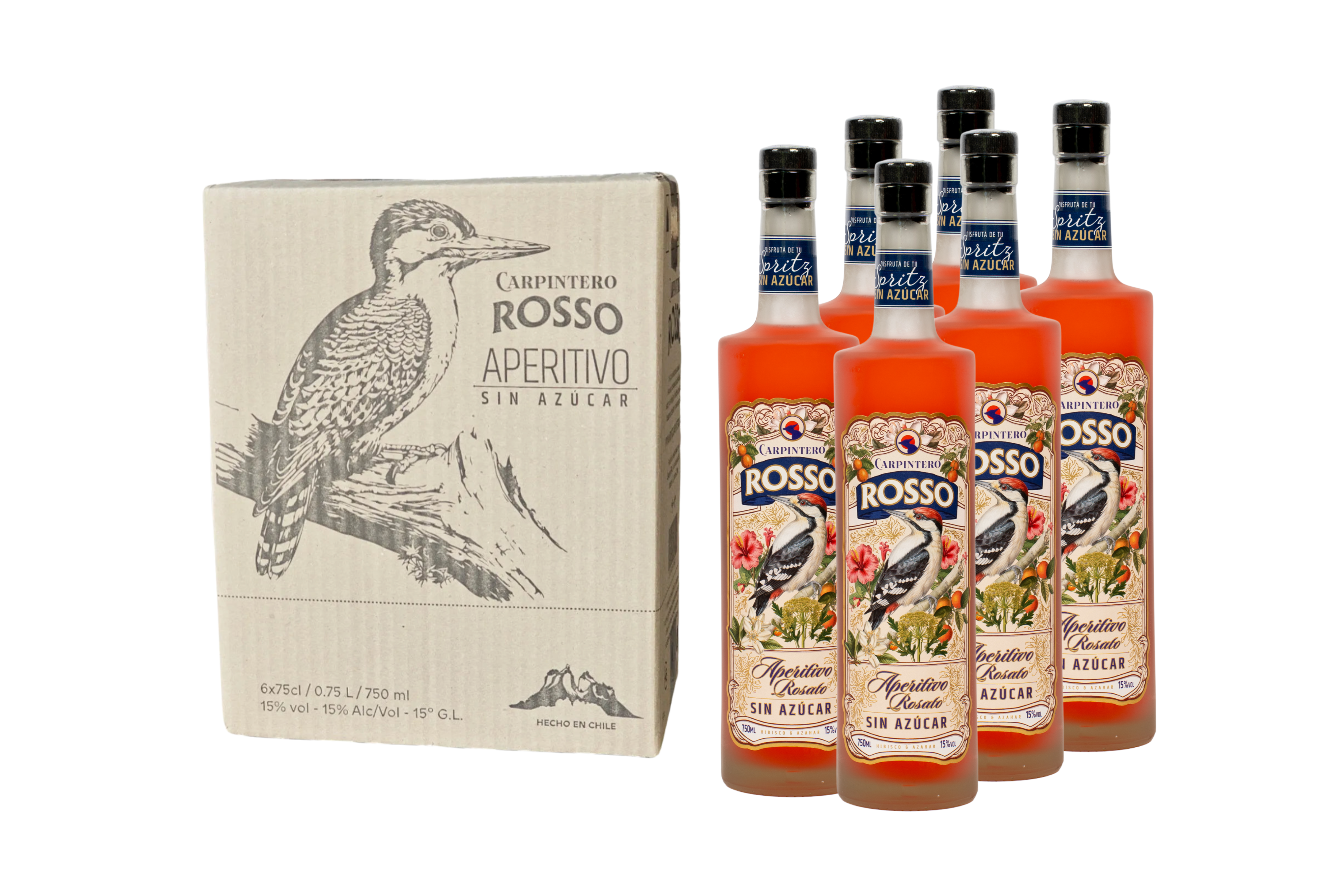 6 Botellas Aperitivo Carpintero Rosso