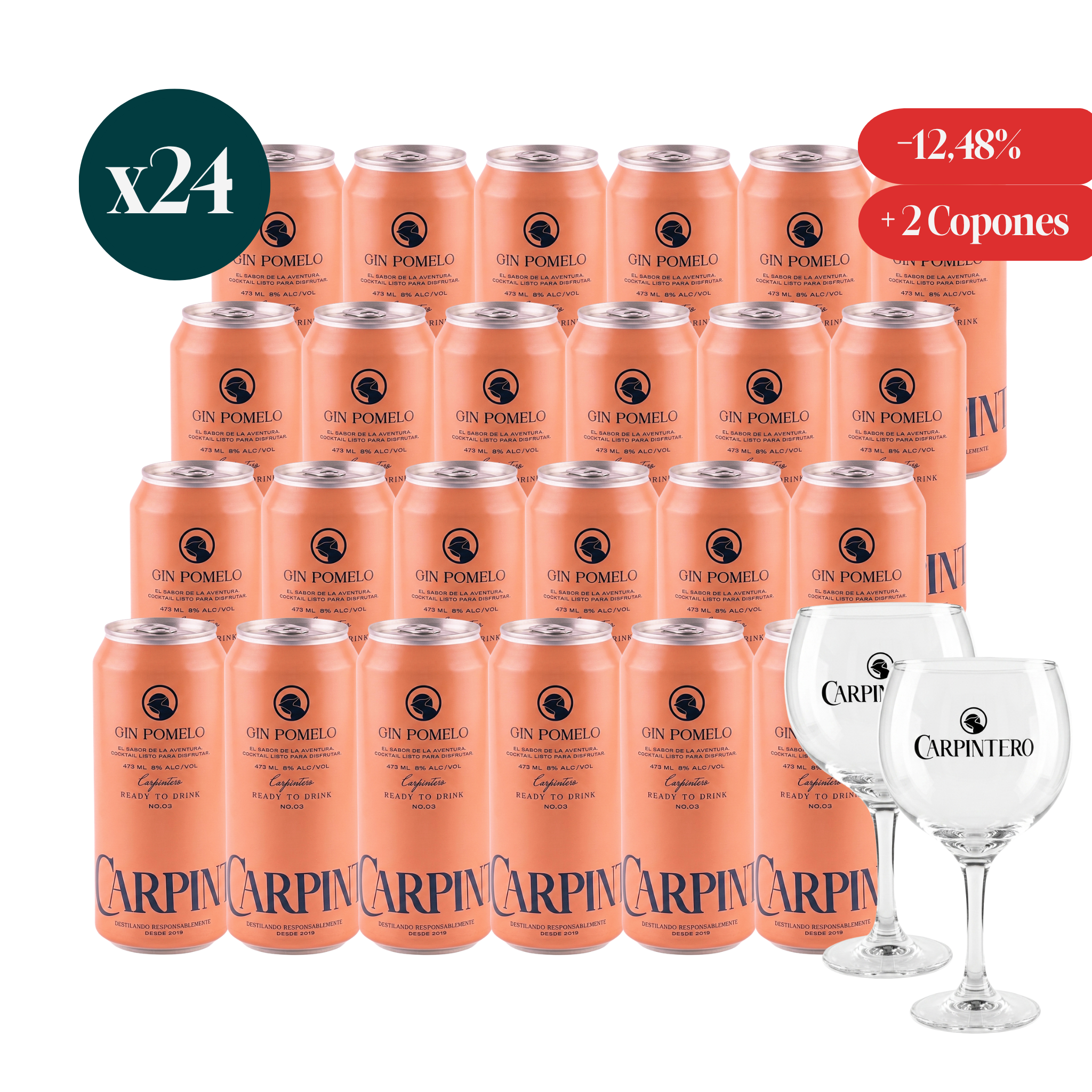 24 pack Gin Pomelo + 2 copas🎁