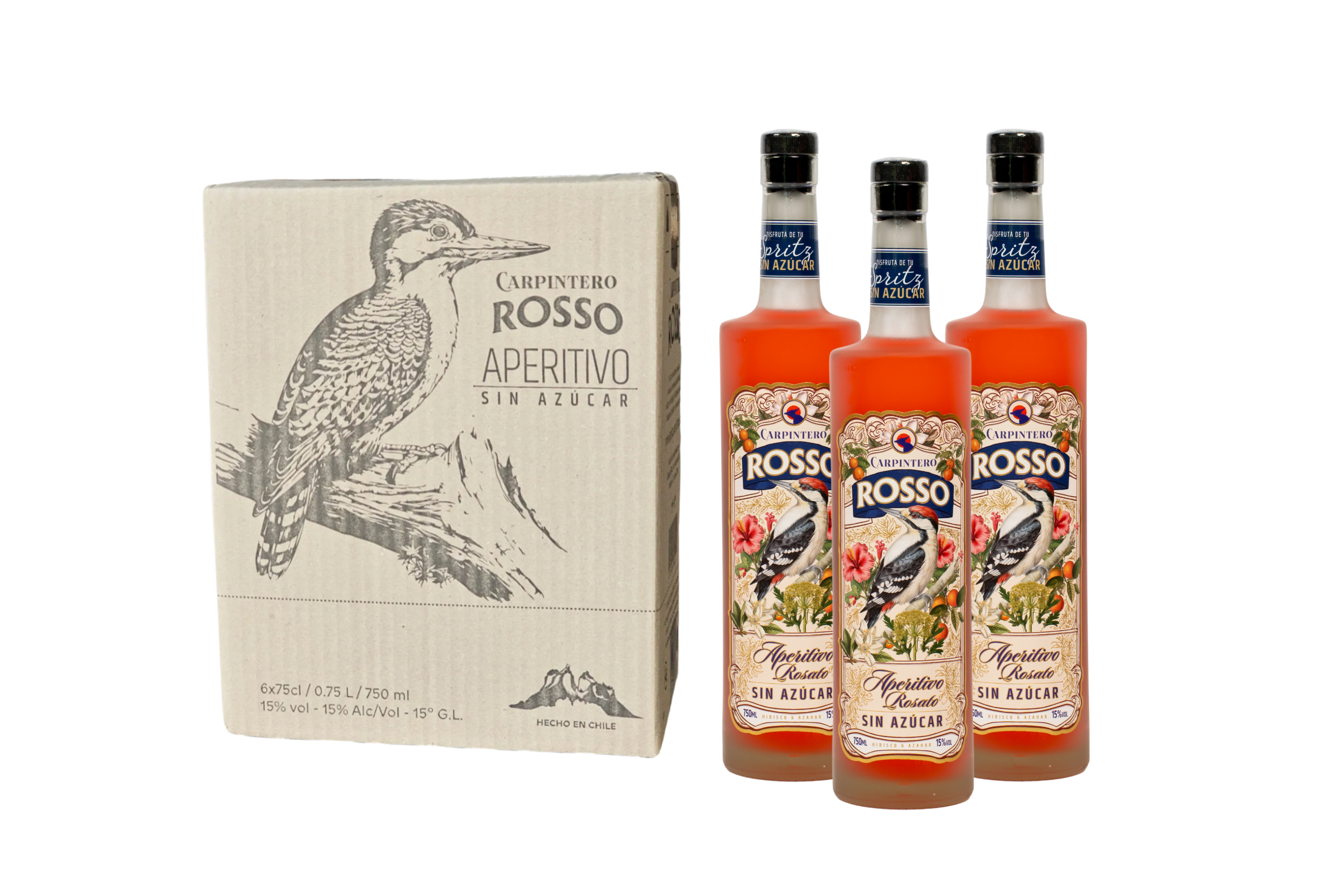 3 Botellas Aperitivo Carpintero Rosso